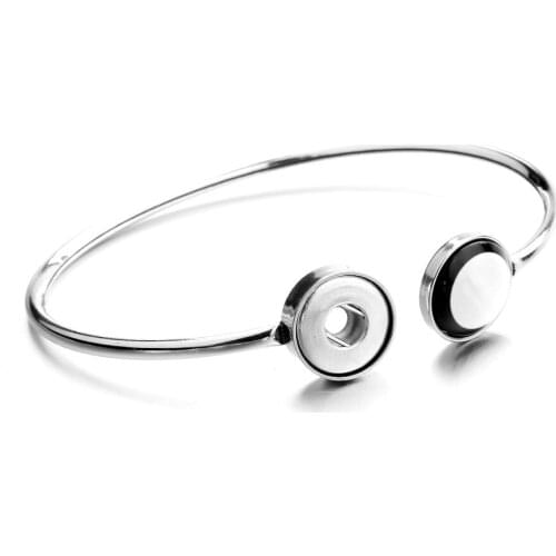 New Stainless Steel Snap Button Bracelets Mini 12mm Snap Bracelet Cuff Bangle for Women Couple Bracelets Snap Jewelry