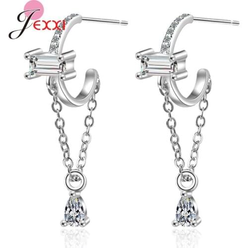 New Fashion Tassel Chain CZ Earrings For Women Girls Hot Sale 925 Sterling Silver Earrings Female Jewelry Wholesale