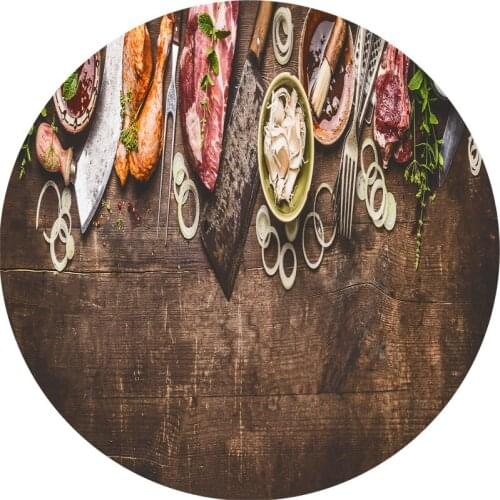 Flavour Seasoning Creative 3D Printing Circular Mats for Bedroom Living Room Carpet Kitchen Bathroom Anti-Slip Floor Mats