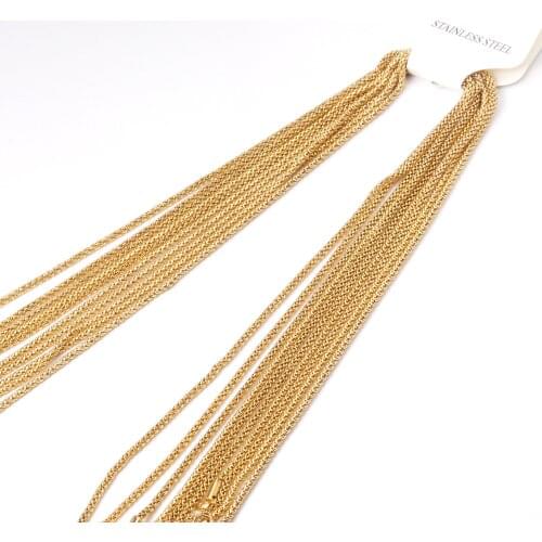 ASON Necklace For Women Men 10pcs Stainless Steel Water-wave Chain Necklaces 2mm Gold Silver Color Long Chains Accessories Bulk