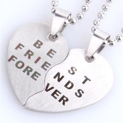 BEST FRIENDS FOREVER 316L Stainless Steel pendant necklaces bead chain for men women wholesale
