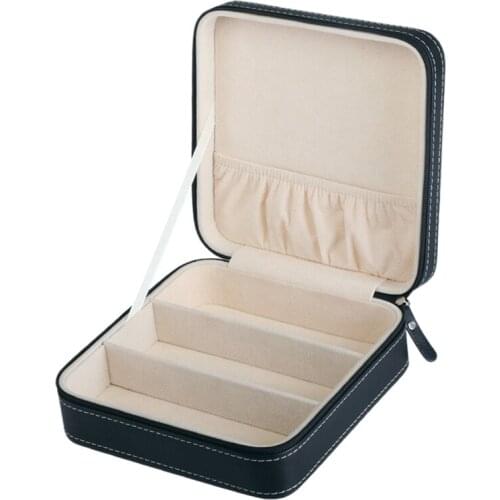 Portable PU Leather Sunglasses Box Travel Jewelry Storage Box Grid Small Glasses Case Zipper Bag Container Gift Box