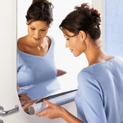 Self Adhesive Mirror Tile Home Wall Sticker Paper Stick On Decor 0.2mm Thick