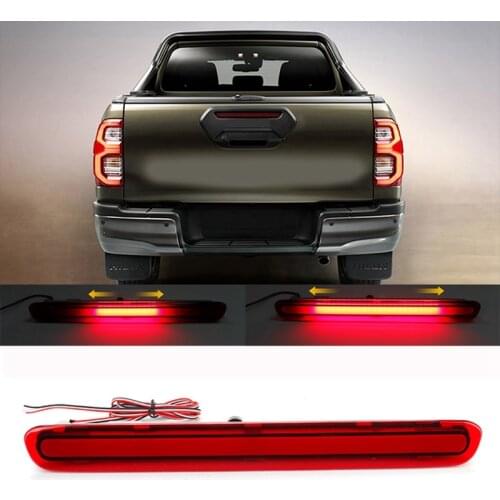 Third 3Rd Brake Light, Dynamic LED Stop Lamp for Toyota Hilux Revo Vigo 2015 2016 2017 2018 2019 Rear Bumper Reflector