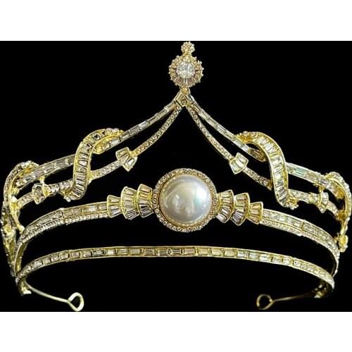 Vintage Baroque Rhinestone Pearl Headband Bridal Crown Tiara Wedding Headwear Simple Headdress Accessories HQ0171