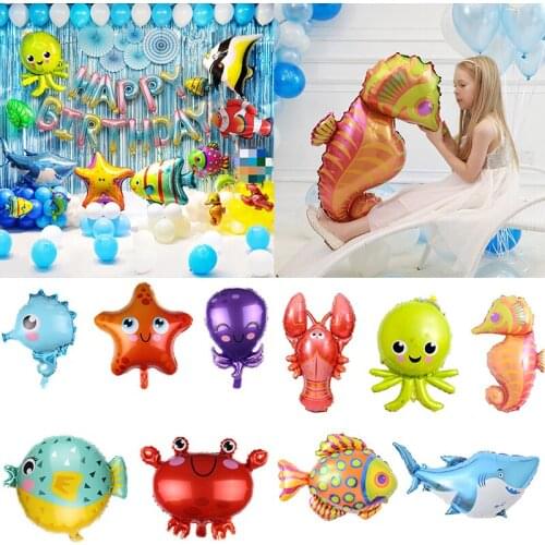1pc Sea Animal Starfish Crab Octopus Hippocampus Foil balloon Ocean world Theme Birthday Party Decoration Globos Kids toy Ballon