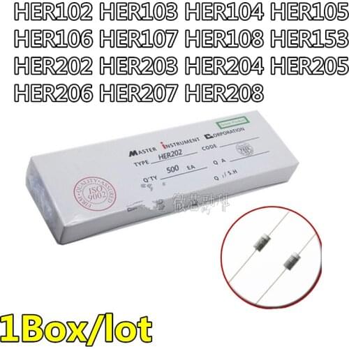 1Box Rectifier Diode HER102 HER103 HER104 HER105 HER106 HER107 HER108 HER153 HER202 HER203 HER204 HER205 HER206 HER207 HER208