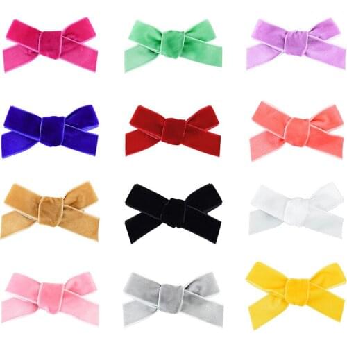 6 Pcs/Lot Handmade Colorful Solid Flannelette Bow Hair Clips Princess Hairpins For Kids Girls Hair Accessories
