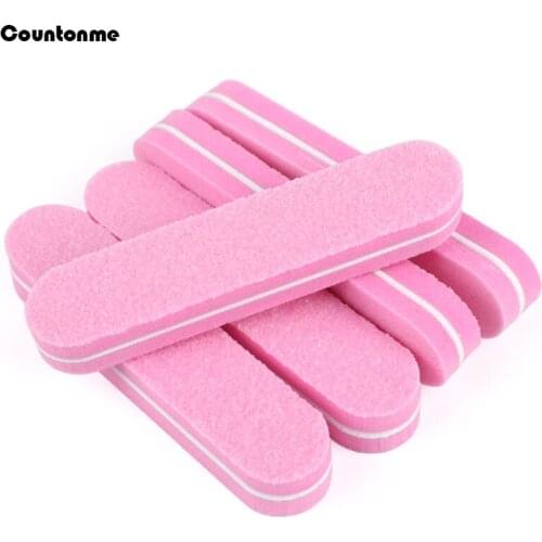 10Pcs/Lot Pink Sponge Mini Sanding Nail File Buffer Block 100/180 Grinding Polishing Manicure Files Double Sided Nail Art Tools
