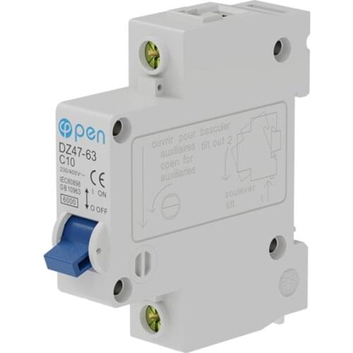 1P Miniature Circuit Breaker MCB DZ47 C45 Series for Overload and Short Circuit Protection