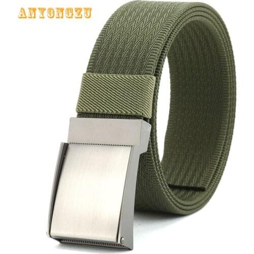 2018 Zinc Alloy Buckle Nylon Striped Woven Canvas Fashion Jeans Casual Belt Free Regulation Length Mens Belt