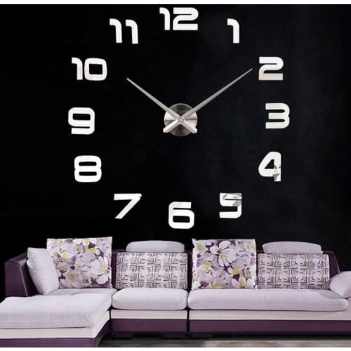 DIY 3D Wall Clock Morden Design Acrylic Mirror Wall Stickers Home Decoration Living Room Bedroom Wall Clock Quartz Movement