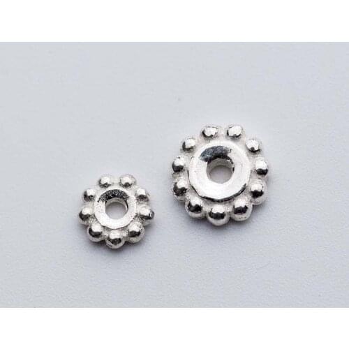 5pcs/lot Retro Round Wheel Spacer Beads 5mm 7mm 925 Sterling Silver Shim Beads DIY Jewelry Make Bracelets Necklace Decoration