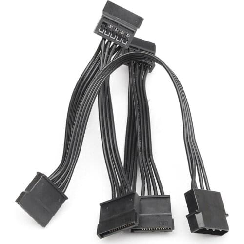 4 Pin Molex Male to 5 x 15 Pin SATA Female Power Cable Adapter For Multiple HDD