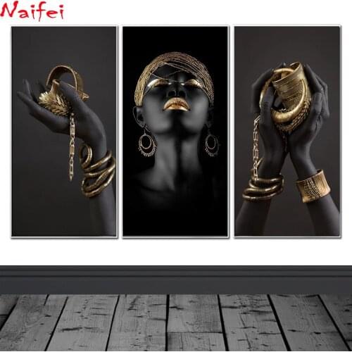 Black Woman Diy Diamond Painting Full Square Round Drill Home Decor Wall Art Embroidery Cross Stitch Decoration For Living Room