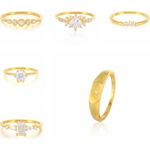 CANNER 925 Sterling Silver Womens Ring With White CZ Zircon Delicate Jewelry For Engagement Gifts Ring For Women Bague Femme