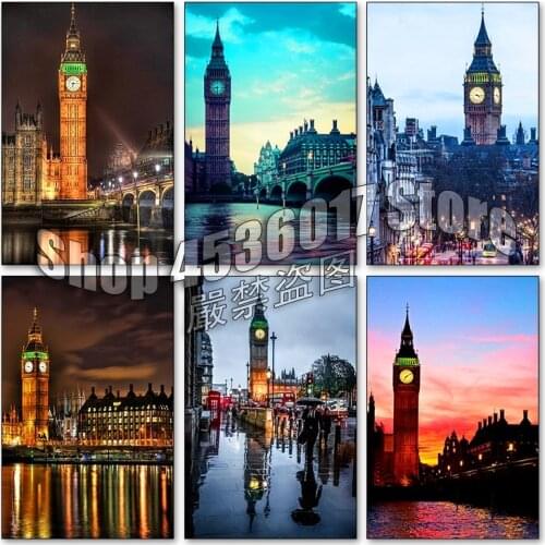 Elizabeth Tower 5d Diy Diamond Painting Big Ben Stitch Diamond Embroidery Mosaic Full Rhinestone London Posters Gifts Stickers