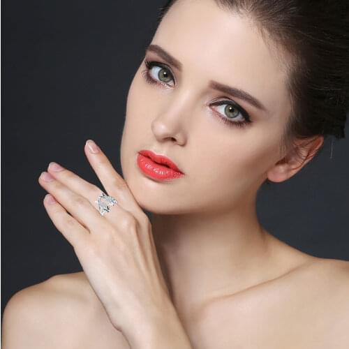 [BLACK AWN] Real 925 Sterling Silver Jewelry Butterfly & Flower Finger Elegant Engagement Open Rings for Women G028