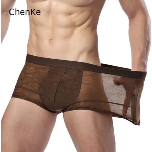 ChenKe365 Transparent Male Underwear Men boxers Fashion Design Plain Classic Slip Boxer Shorts panties Brand Men Clothing L-XXXL