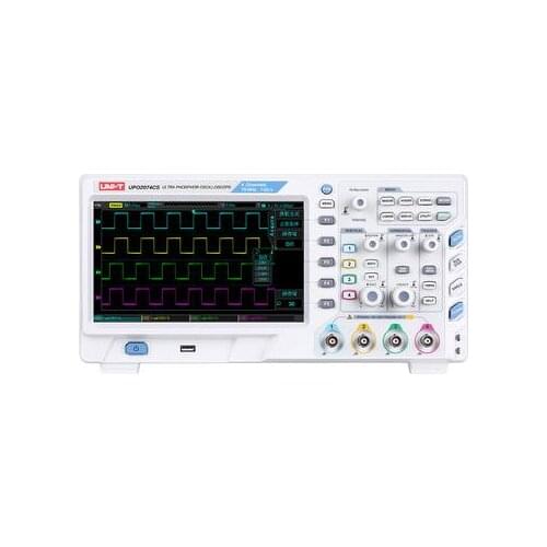 UNI-T UPO2074CS digital oscilloscope is a 4 channel 70MHz bandwidth high performance device. It has a sampling rate of 1GS/s