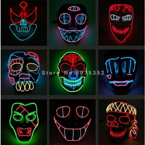 Cheap Price Led Halloween Mask Cosplay Props Horrible EL Mask Dark Hallway Led Rave Mask With DC-3V Controller
