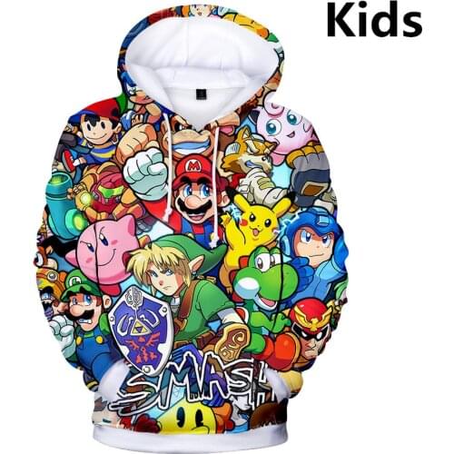 2 to 14 Years kids hoodies Super Smash Bros. 3d hoodie sweatshirt Boys Girls long Sleeve Jacket coat Outerwear Children pullover