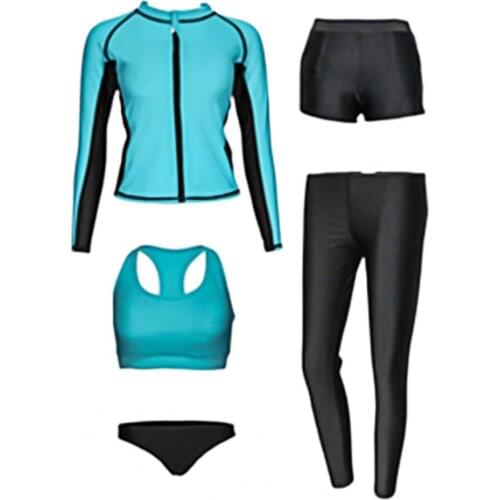 Women Swimwear Long Sleeve Top Vest Briefs Boxers Pants Wetsuit Swimsuit Set