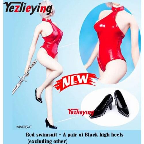 1/6 Scale Action Figure Leather Clothing Uniform Swimsuit High Heels Suit Red Halter Bikini For 12Inch 2B Sister Body Figure Dol