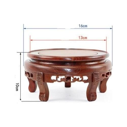 The stone ornaments base wood crafts frame round stone bonsai flower vase mahogany teapot base