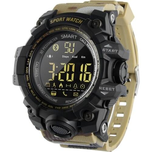 Camo Smart Watch Waterproof Pedometer Calorie Smartwatch Long Standby Remote Control Stopwatch Call Message Reminder Outdoor