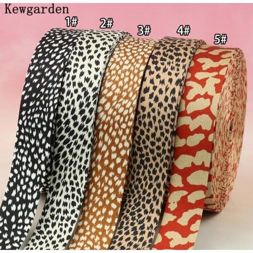 Kewgarden 1.5" 1" 38mm 25mm 10mm Leopard Print Fabric Double Face Cloth Ribbon Handmade Tape DIY Hairbow Accessories 10 Meters