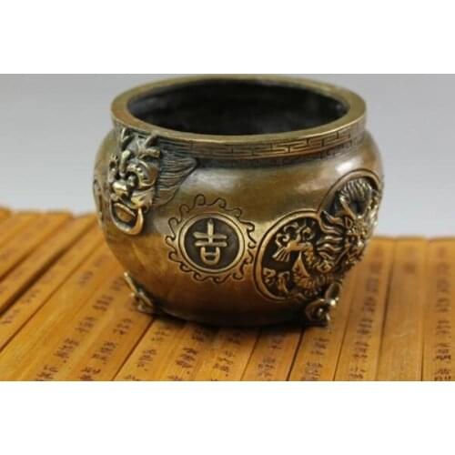 China pure copper incense burner auspicious dragon and phoenix incense burner