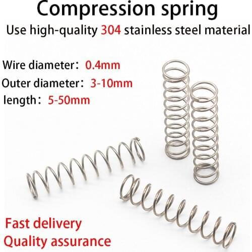 Stainless Steel Compression Spring, Cylindrical Spring, Y-type Rotor Return Spring, Steel Wire Diameter 0.4mm, 10pcs