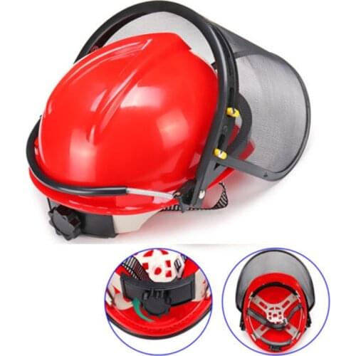 Red Chainsaw Safety Helmet Cover Protective Mesh Visor Hat Face For Lawn Mower Trimmer Brushcutter Adjustable Headband