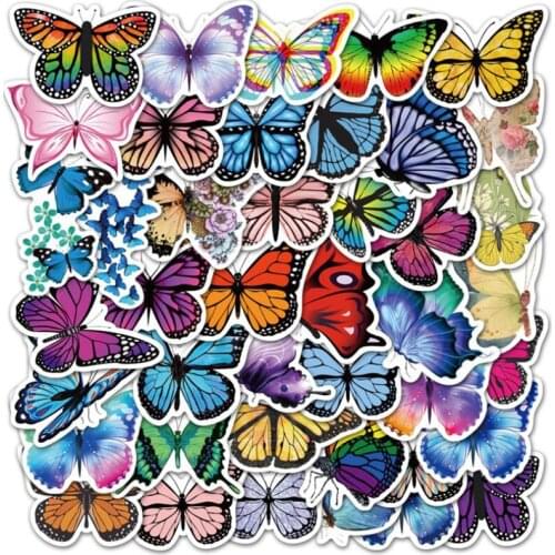 LL-140# Beautiful Butterfly Series 50/pcs PVC Sticker Travel Suitcase Bike Phone Sliding Plate Graffiti Styling