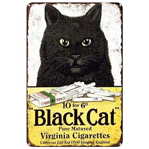 Cute Cartoon Cat Vintage Style Metal Sign Iron Painting for Indoor & Outdoor Home Bar Coffee Kitchen Wall Decor 12X8 Inch