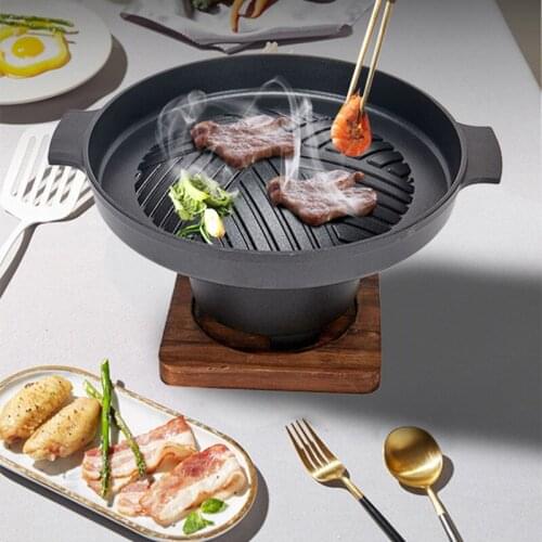 Mini BBQ Grill Japanese Alcohol Stove Home Smokeless Barbecue Grill Outdoor BBQ Plate Roasting Meat Tools