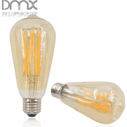 Mokungit 20Pcs E26 6W AC120V ST64 Retro LED Filament Bulb Vintage Edison LED Filament Lamps Chandelier Warm White LED Light Bulb