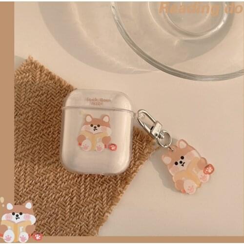 Cartoon Case Corgi Dog For Airpods 1 2 Case TPU Earphone Bluetooth Wireless Protective Cove For AirPods Pro 3 With Keyring