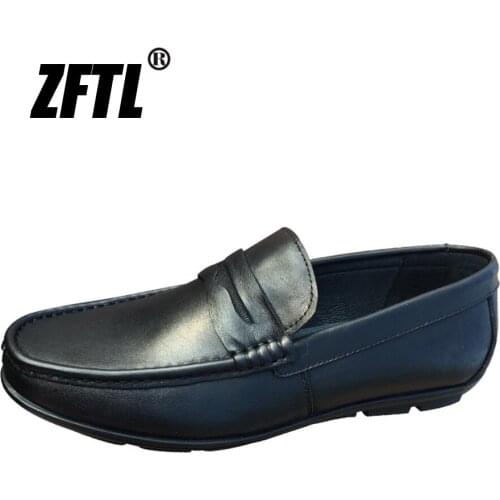 ZFTL Mens Loafers Mens Casual Genuine Leather shoes top layer cowhide Driving comfort soft sole shoes peas shoes Loafers