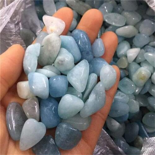 Natural polished aquamarine chips quartz crystals healing stones decorative beads craft