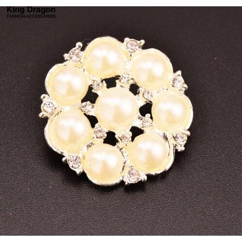 Sparkly Pearl Buttons Alloy Button 27mm 20pcs/lot Shank Back Silver Color Used On DIY Decoration