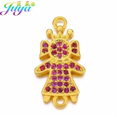 Colorful Zircon Russian Doll Crown Girl Charm Connector Accessories For Women Kids Handmade Friendship Jewelry Bracelets Making