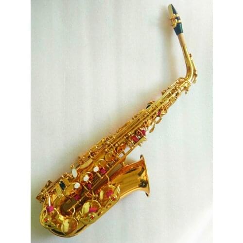 Wholesale Saxophone Alto engraved brass R54 Mode Electrophores Gold Sax musical instruments professional Sax case