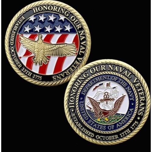 U.S. Navy Painted Bronze Plated Commemorative Coins Embossed Eagle Eagle Collectible Coin Gift