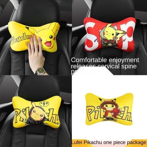 Pokemon Pikachu Memory Foam Car Cushion Seat Neck Support Cute Headrest Breathable Car Neck Cushion Cushion Interior Accessories