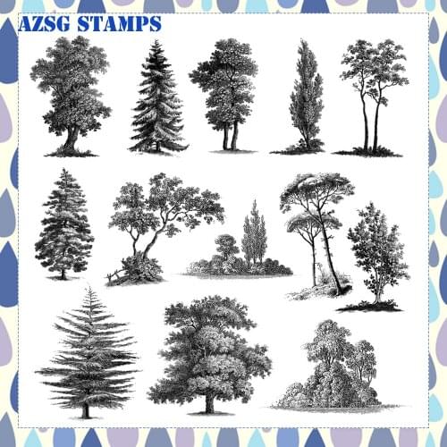 Various Types of Trees Transparent Silicone Clear Stamps for DIY Scrapbooking/Card Making Crafts Decoration Supplies