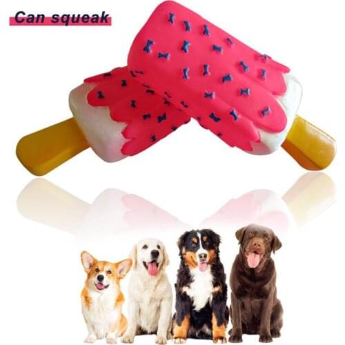 Rubber Dog Squeaky Toy Cute Pet Supplies BB Sound Pet Products for Large Medium Dog Ice Cream Shape Puppy Chew Toys Dropshipping
