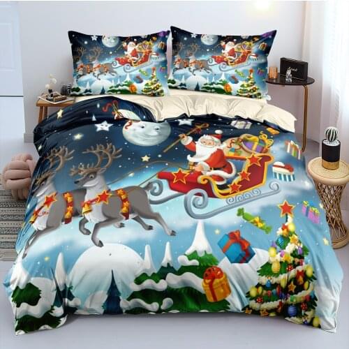 3D Duvet Cover and Pillowcase(s) Christmas Quilt Covers Set Bedding Sets 3-Piece King Bed Linens Beddings