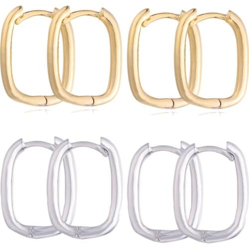 DIY Gold Chic O Shaped Hoop Earrings Womens Chunky Hoops Geometric Brass Earrings Minimalist New Wild Ear Clasp Charms Making
